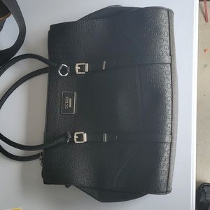 Guess Large Black Leather Satchel